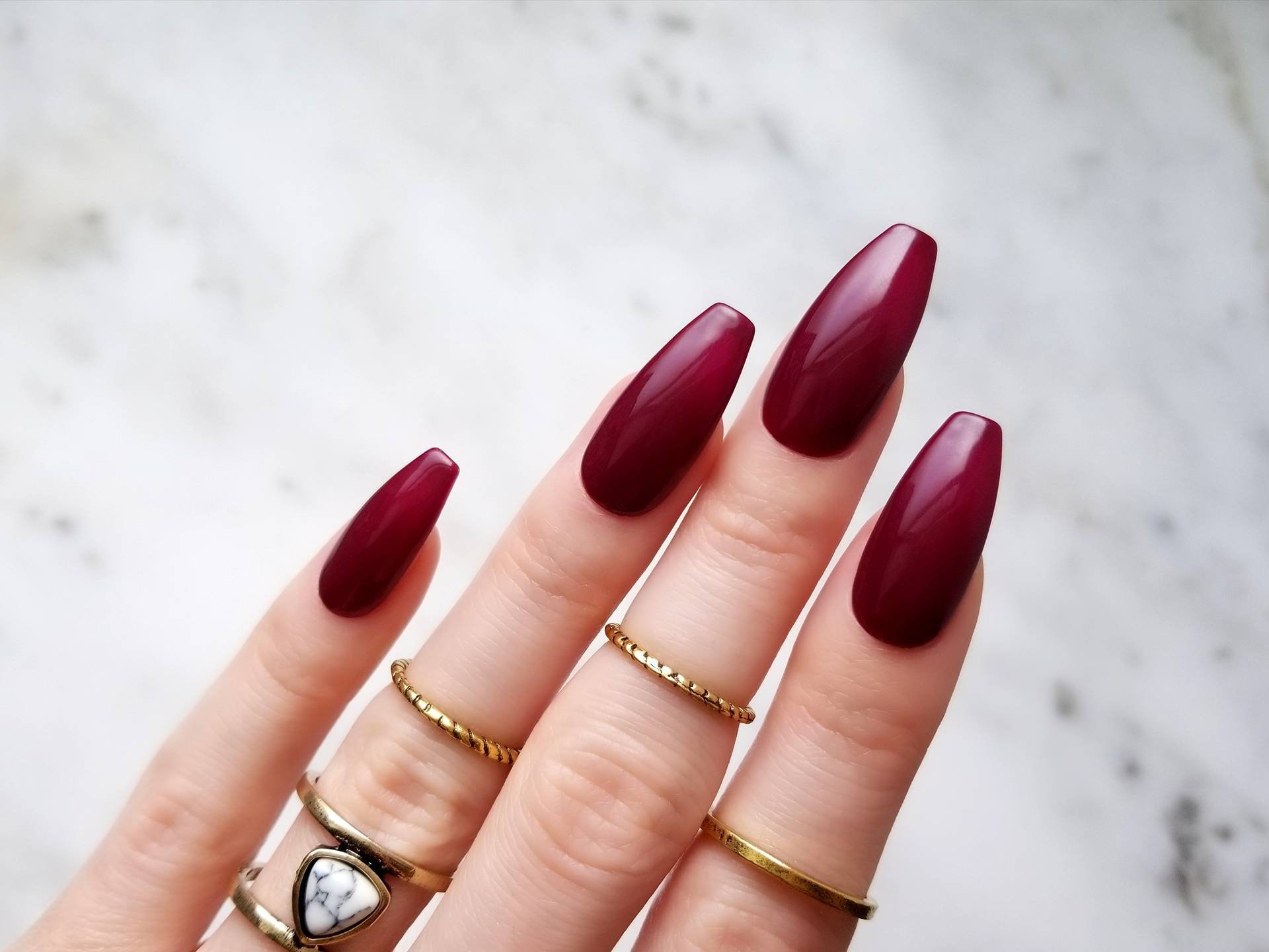 Burgundy Glossy Press on Nails Any Shape Reusable Coffin - Etsy