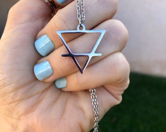 Alchemy necklace, occult necklace, element charm necklace, earth element necklace