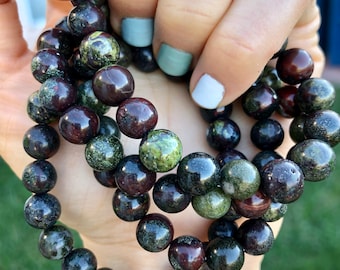 Bloodstone gemstone beaded bracelet, bloodstone crystal bracelet, bloodstone bracelet