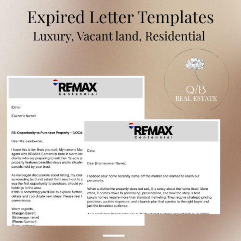 Prospecting Letters For Rentals Expired Listing Letter Template Bundle | Realtor Prospecting Letters ...