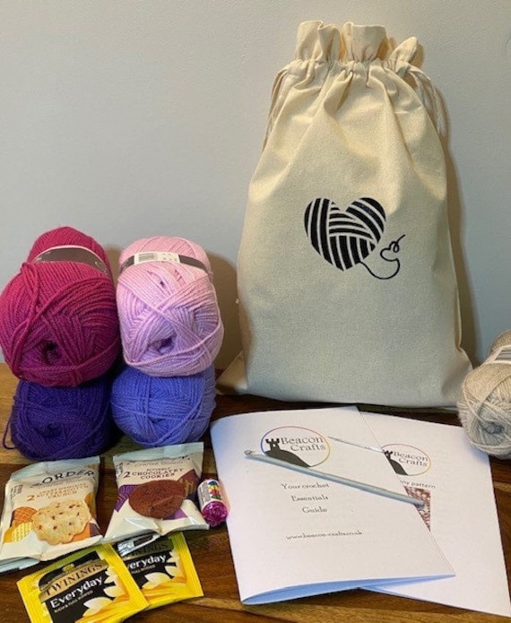 Learn to Crochet Beginners Crochet Kit and Project Bag, With Full  Instructions and Support 