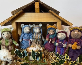 Mousetivity, Nativity crochet pattern PDF, crochet mice, Christmas crochet pattern