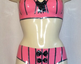 Ready to ship. Pink set with bows and Swarovski crystals