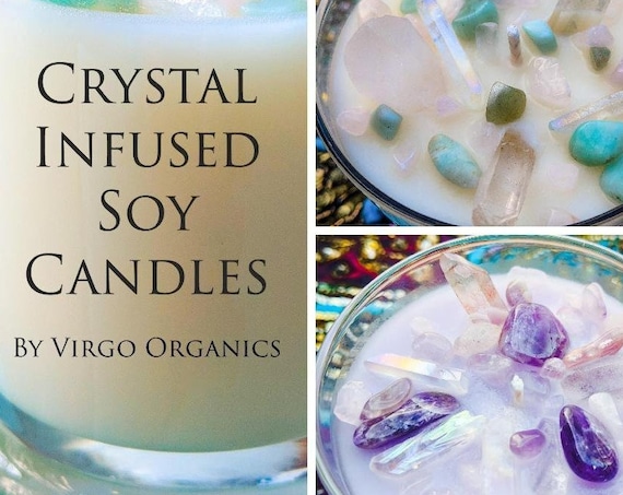 12 oz Soy Crystal Candle / CUSTOMIZE Your Crystals, Scent + Wax Color / Special Keepsakes When Finished / Creativity & Healing Begins Here!