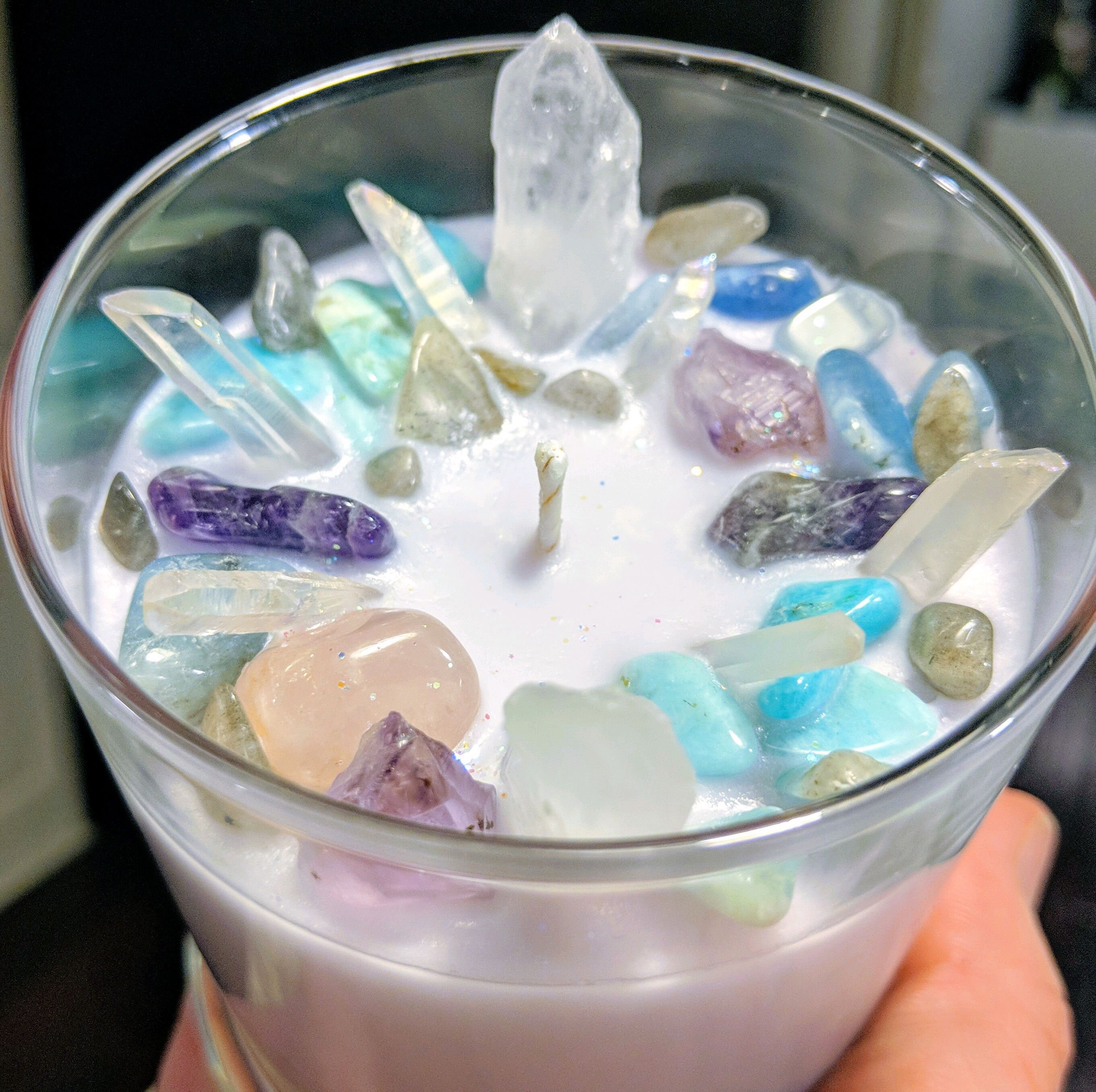 12 oz Soy Crystal Candle / CUSTOMIZE Your Crystals Scent Etsy