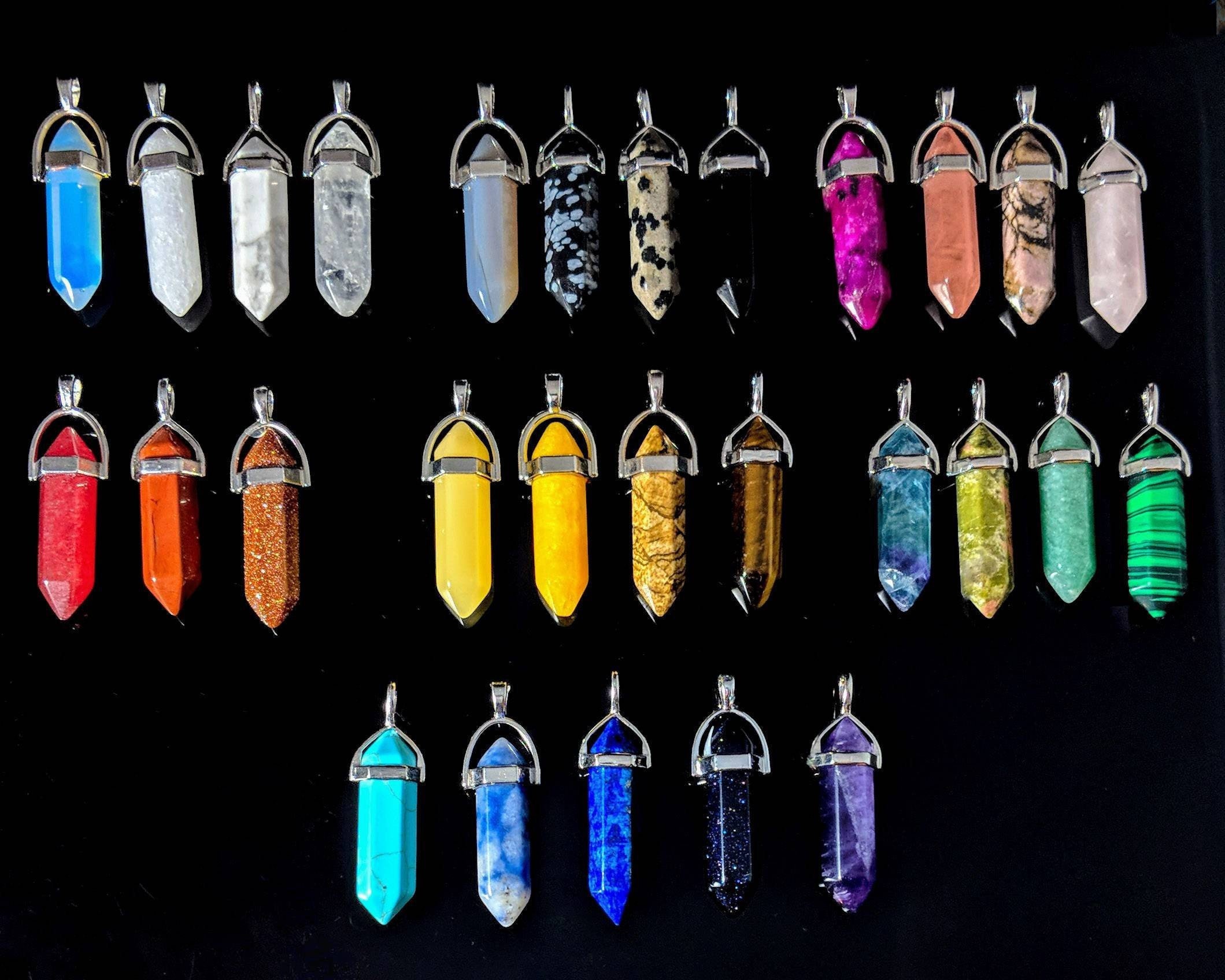 Natural Healing Crystal Necklaces / Double Point / Many Stones Etsy