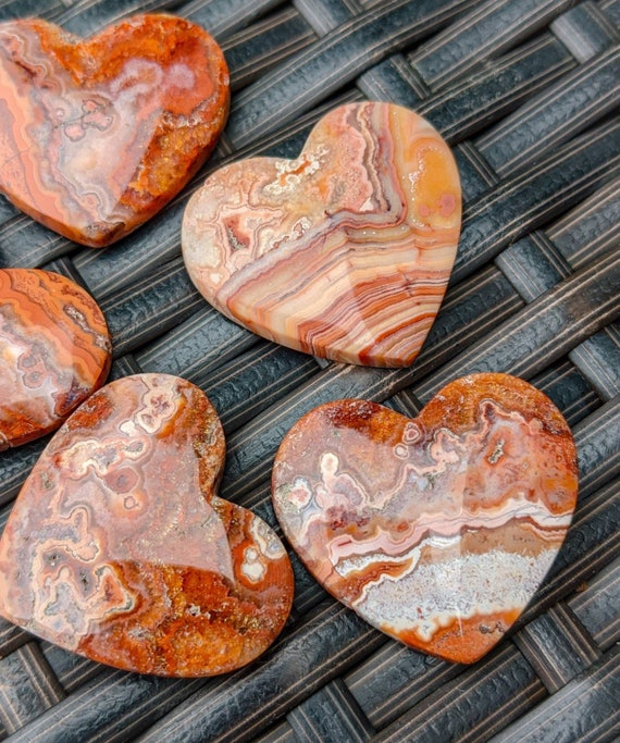 Natural Crazy Lace Agate Heart Carvings / High Quality / Happiness / Protection / Emotional Healing Energy!