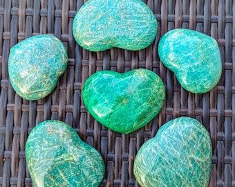 Natural Amazonite Heart Palm Stone / High Quality With Flash / XL & XXL Size / Crystal Healing / Meditation Stone