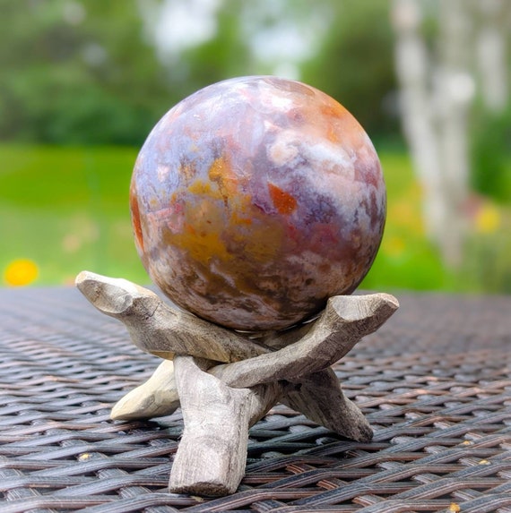 Natural Ocean Jasper Crystal Ball + Stand / High Quality Sphere / Large / Healing Crystal Energy / Chakra Crystal / Mediation Stone