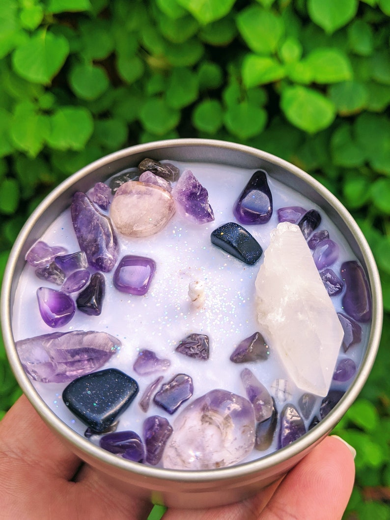 Large 8 oz Soy Crystal Infused Candles Choose Your Crystals Etsy