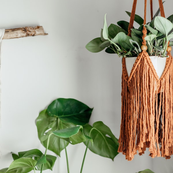 Macrame Fringe Plant Hanger | Boho Plant Hanger