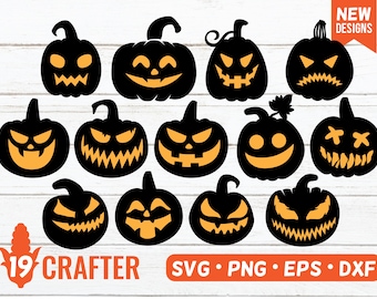 Halloween pumpkin SVG bundle. Spooky pumpkin face svg. Pumpkin carving svg. Smile, scary, evil, halloween pumpkin svg. File for cricut.