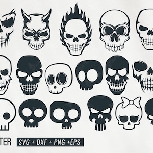 skull svg bundle, skull clipart, cute skull svg, scary skull svg, skull tattoo svg, skull svg png dxf eps file for cricut, cameo silhouette