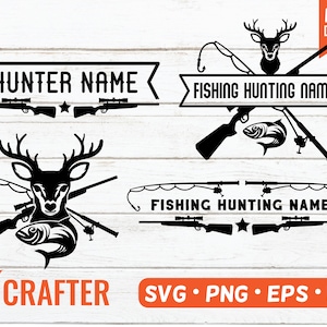 Jagd SVG / Hirschkopf SVG / Split Monogramm Angeln SVG / geschnitten Datei Cricut / Papa Angeln Jagd svg. Jäger Fischer Familie Schild svg