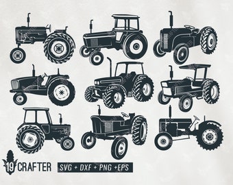 tractor svg bundle, farm tractor svg, detail quality tractor, vintage old tractor vector svg eps png dxf file for cricut, silhouette cameo