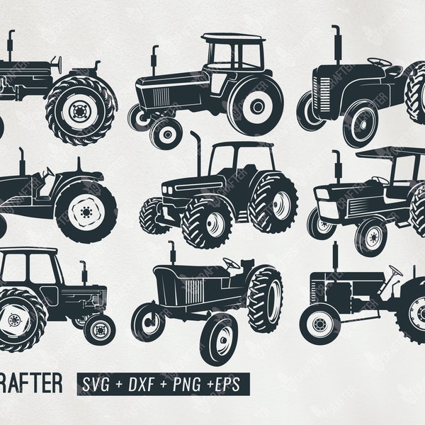 tractor svg bundle, farm tractor svg, detail quality tractor, vintage old tractor vector svg eps png dxf file for cricut, silhouette cameo