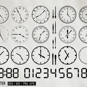 Uhr Svg Bundle, Wanduhr Svg, runde Uhr Svg, Uhr Uhr Svg, digitale Uhr Nummer Svg, Uhr Zeit Clipart Svg Eps Dxf für Cricut