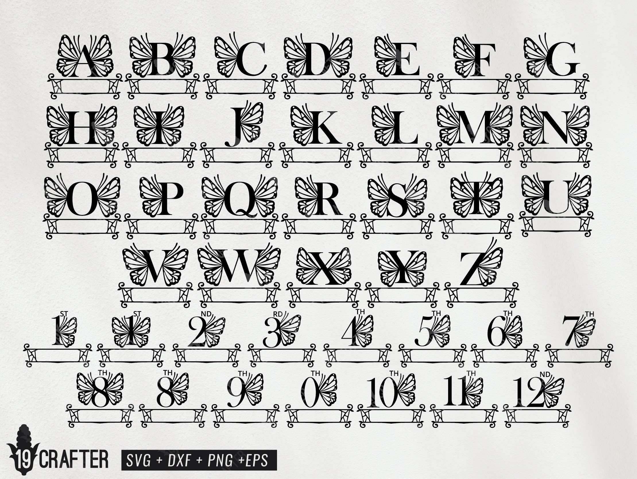 Download Alphabet monogram svg butterfly decorated alphabet ...