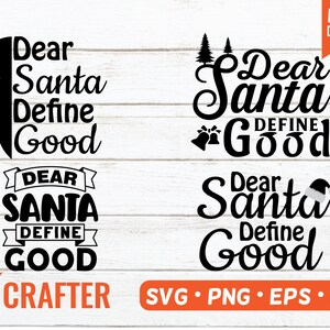 Caro Babbo Natale, definisci il buon pacchetto SVG. Eps, png, file di taglio per cricut e silhouette. Ottimo per camicie natalizie, sublimazione, rotonde e decorazioni.