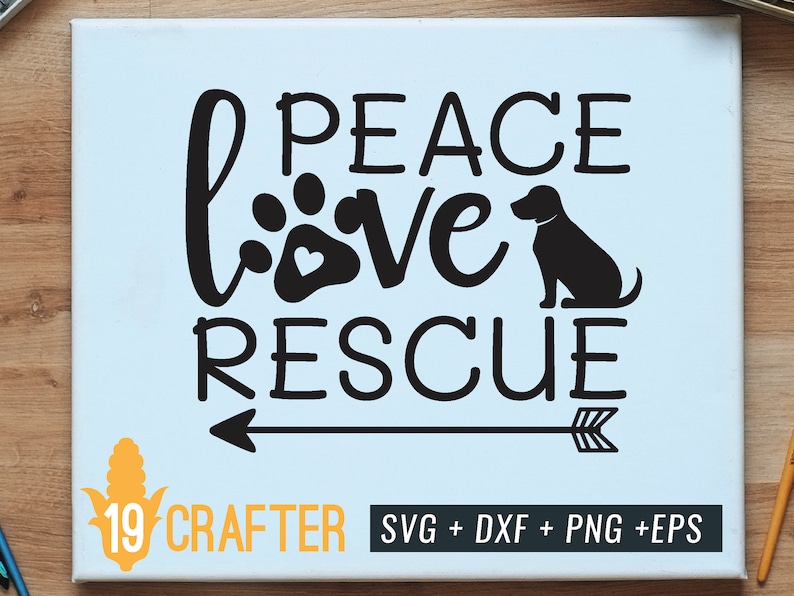 Download Peace love rescue svg dxf png eps for cut file mug tshirt ...