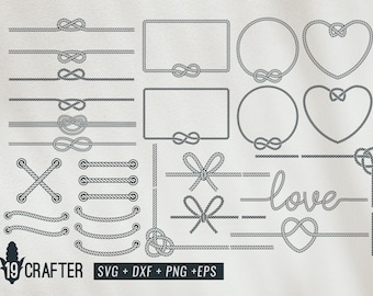 rope frame svg bundle, rope lace, rope knot, rope stitch, rope frame lace knot clipart vector svg png dxf eps cricut file, silhouette cameo