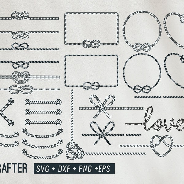 rope frame svg bundle, rope lace, rope knot, rope stitch, rope frame lace knot clipart vector svg png dxf eps cricut file, silhouette cameo