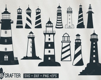 lighthouse svg bundle, lighthouse tower svg bundle, lighthouse clipart shore watch svg png dxf eps file for cricut, cameo silhouette
