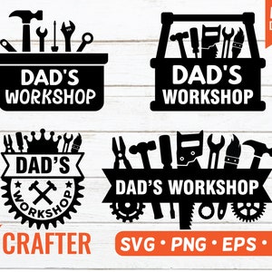 Papas Werkstatt SVG Bundle. Papas Werkstatt-Werkzeuge svg. Papa Leben svg. Papas Werkstatt Schild svg. Datei für Cricut & Silhouette. Vatertag.
