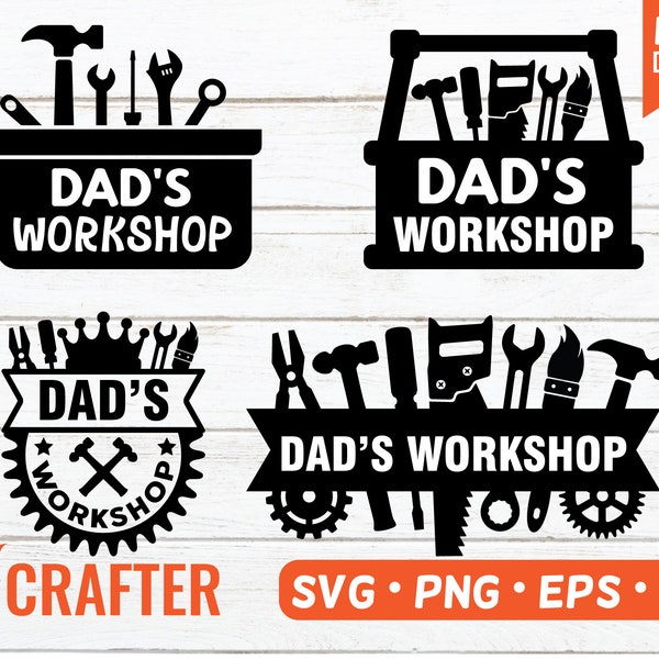 Papa's workshop SVG-bundel. Papa's werkplaatsgereedschap SVG. Papa leven SVG. Papa's workshop bord SVG. Bestand voor cricut & silhouet. Vaderdag.