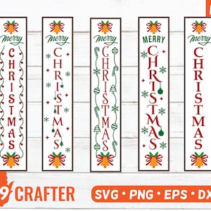 Merry Christmas verticale teken SVG bestand knippen. Verticaal, boerderij rustieke stijl SVG-bestand voor veranda teken. Winter veranda bord. EPS-png dxf