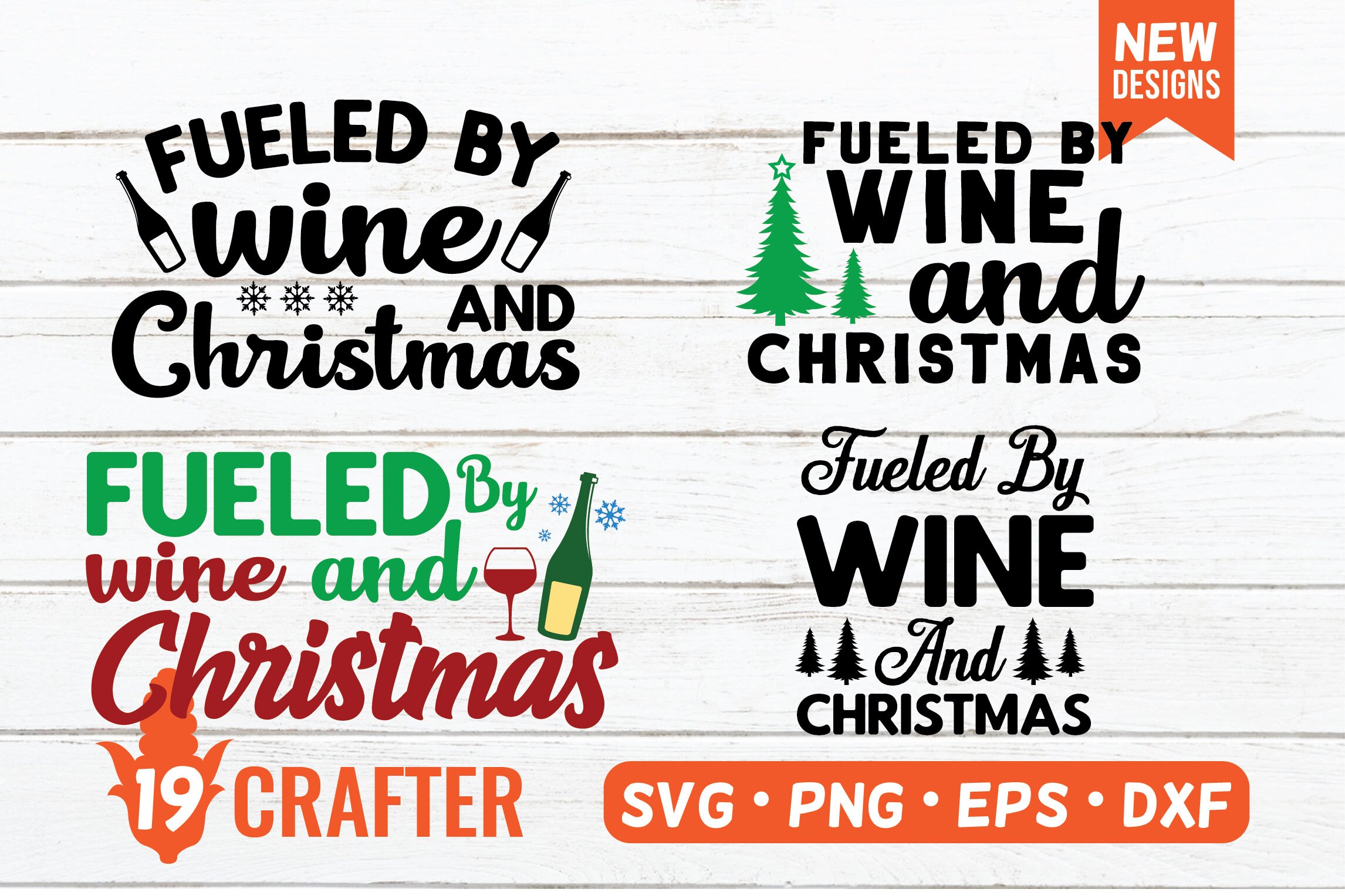 Fueled by wine and Christmas SVG bundle. Eps, png, cut file for cricut and silhouette. Great for christmas shirt, sublimation, decoration.