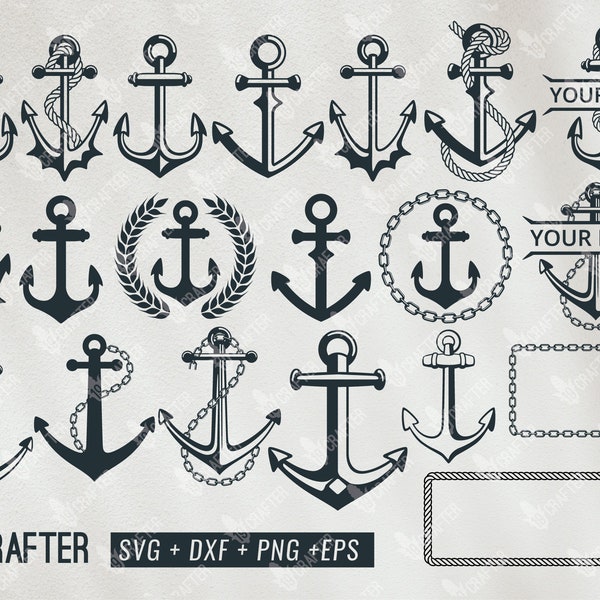 anchor svg bundle, anchor ship, anchor split name, rope chain svg frame, anchor clipart vector svg png dxf eps cricut file, silhouette cameo