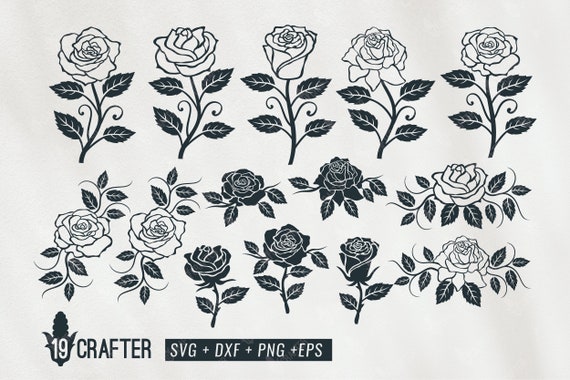 Download Rose Svg Bundle Rose Flower Svg Rosebud Svg Rose Branch Svg Clipart Vector Png Dxf Eps Stencil Cut File For Cameo Silhouette Cricut Vinyl Clip Art Art Collectibles Tripod Ee