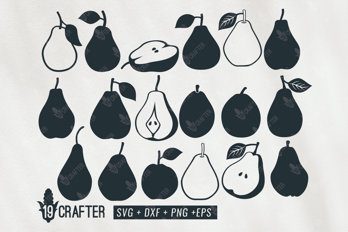 Pear Fruit Svg Bundle Pear Outline Svg Pear Cut File Pear Etsy