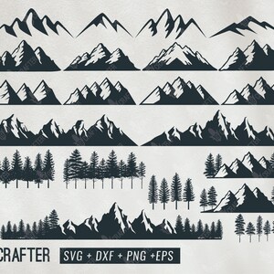 mountain svg bundle, mountain forest svg, pine tree mountain cliff clipart, mountain vector svg png dxf eps cricut file, silhouette cameo