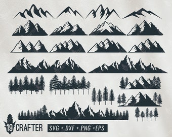 mountain svg bundle, mountain forest svg, pine tree mountain cliff clipart, mountain vector svg png dxf eps cricut file, silhouette cameo