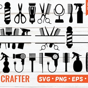 Salon hair dresser utensils SVG bundle. Barber hair stylist SVG. Hairdresser hairstylist hairdryer scissor clipper split monogram banner.