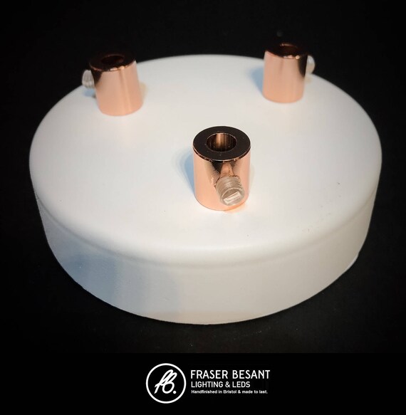 White 3 Way Ceiling Rose With Copper Cord Grips Etsy