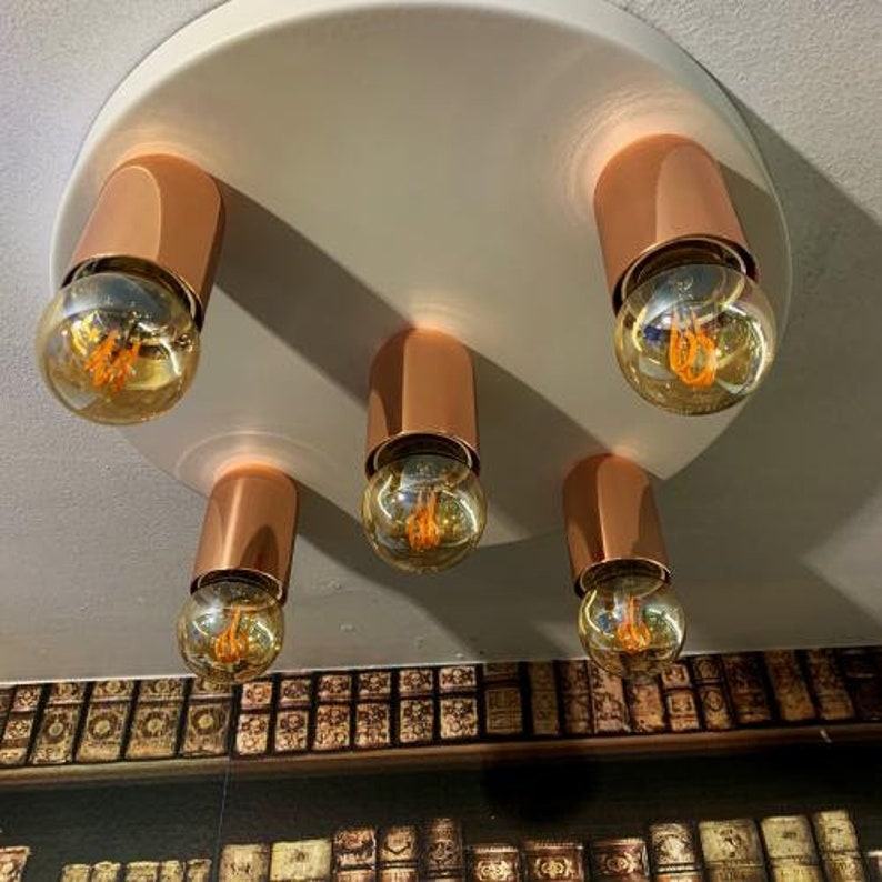 Rose gold urbane Deckenleuchte mit 5 x E27 Lampenfassungen | Etsy