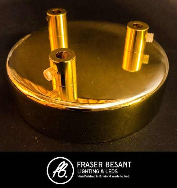 Brass 3 Way Ceiling Rose With Brass Cord Grips Etsy