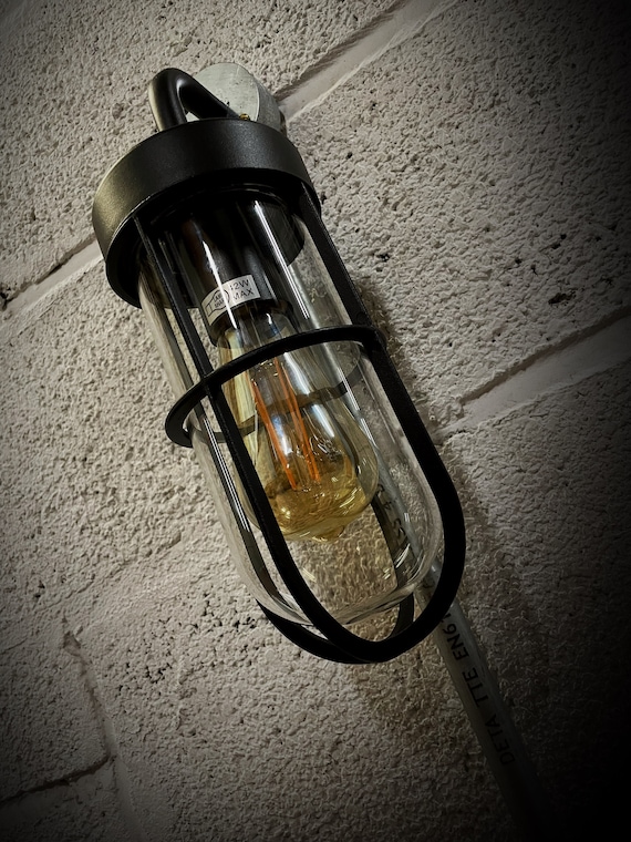 Industrial bathroom outlet wall light