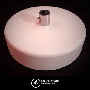 May include: White ceiling rose with a silver metal threaded fitting. Handfinished in Bristol & made to last.