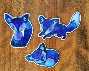 Fridge Magnet Starry Sitting, Running, and Sleeping Fox Starry Fox Cute Starry Fox