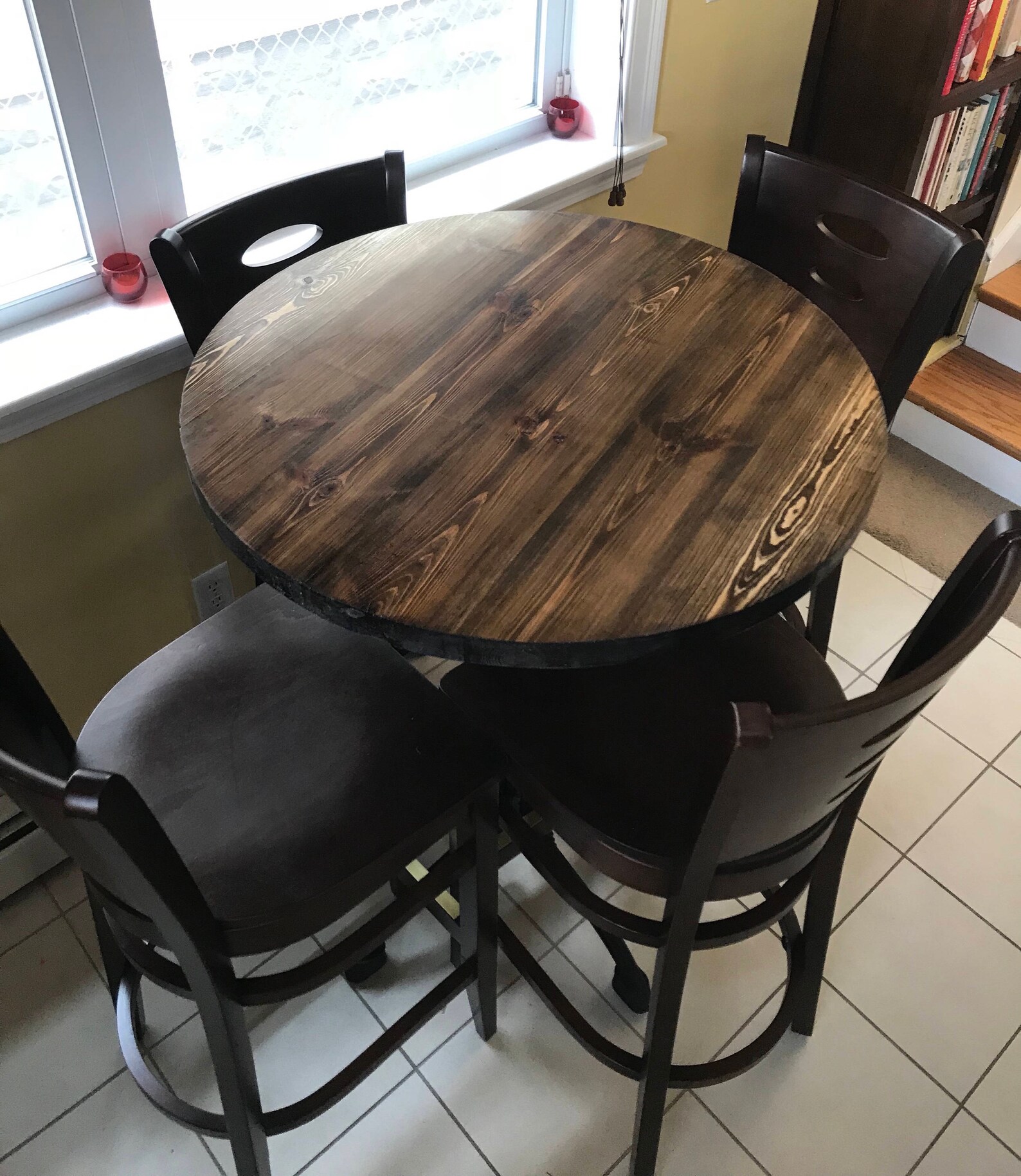 Rustic Reclaimed Handmade WOOD Round Table Top Bar Restaurant Etsy