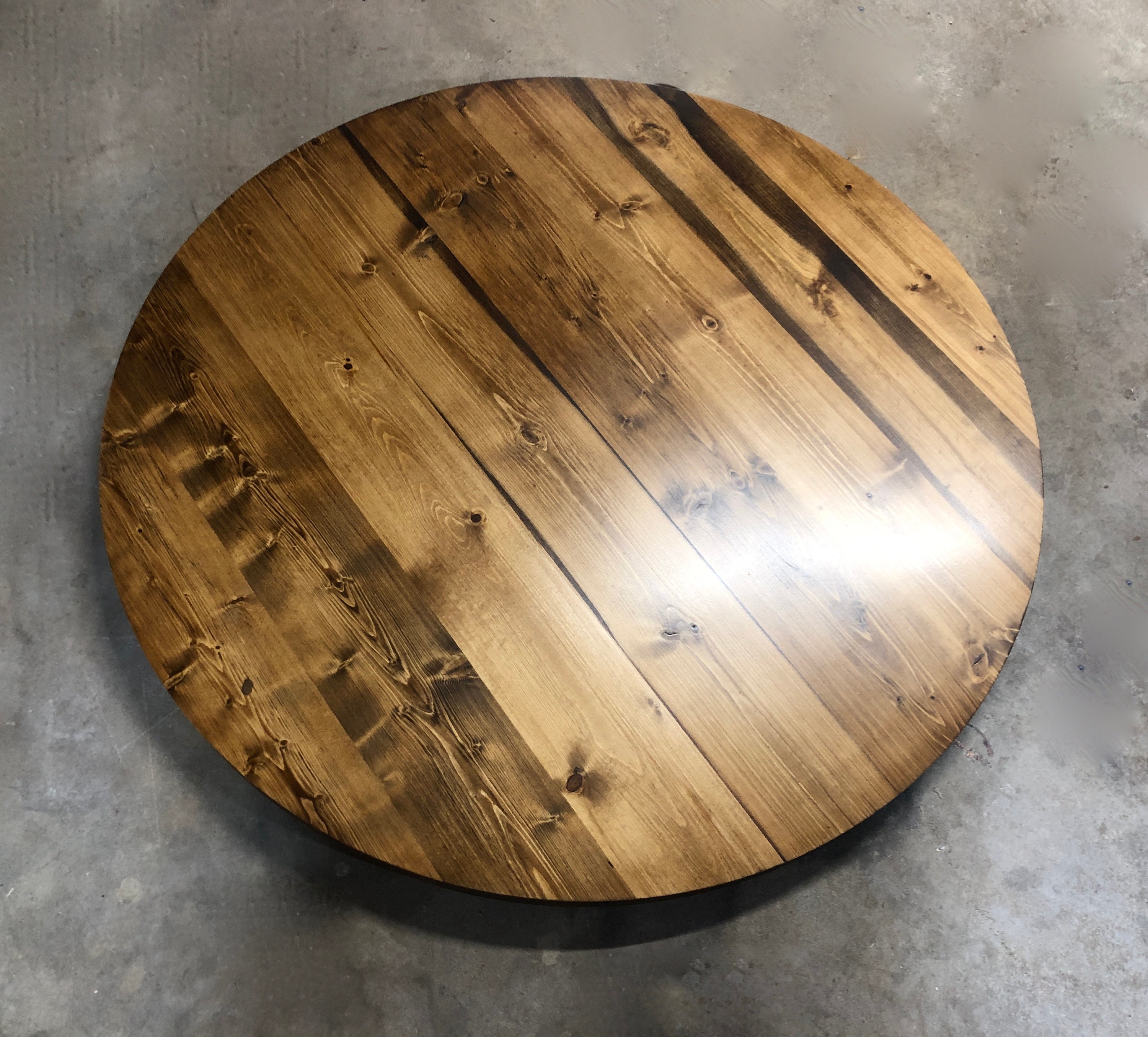 Rustic Handmade ROUND Wood Table Top MULTI SIZE Reclaimed Bar Etsy