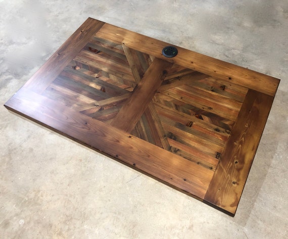 Rustic Reclaimed Wood Desk Home Bar Coffee End Night Parquet Etsy