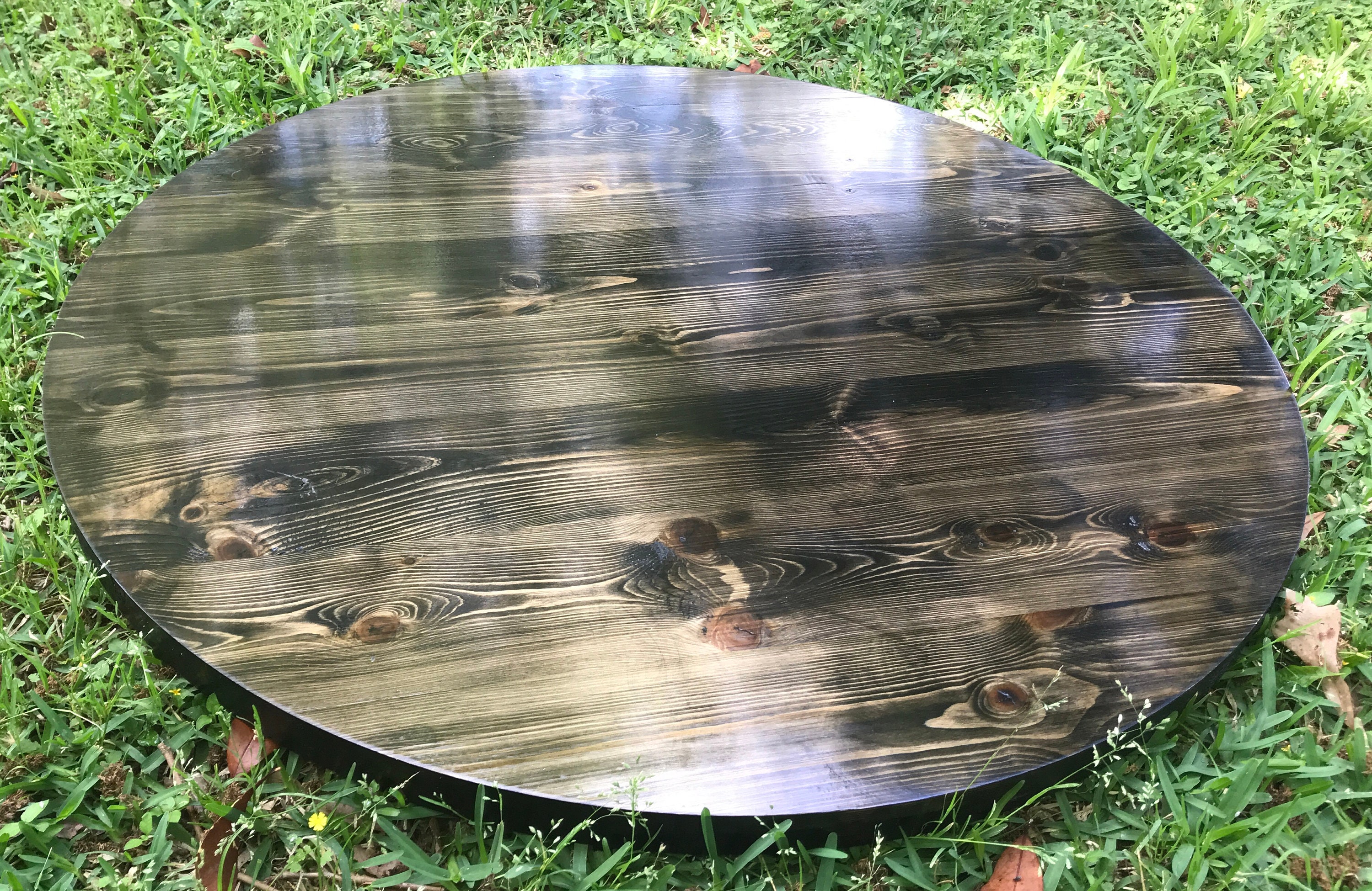 Rustic Handmade ROUND Wood Table Top MULTI SIZE Reclaimed Bar Etsy