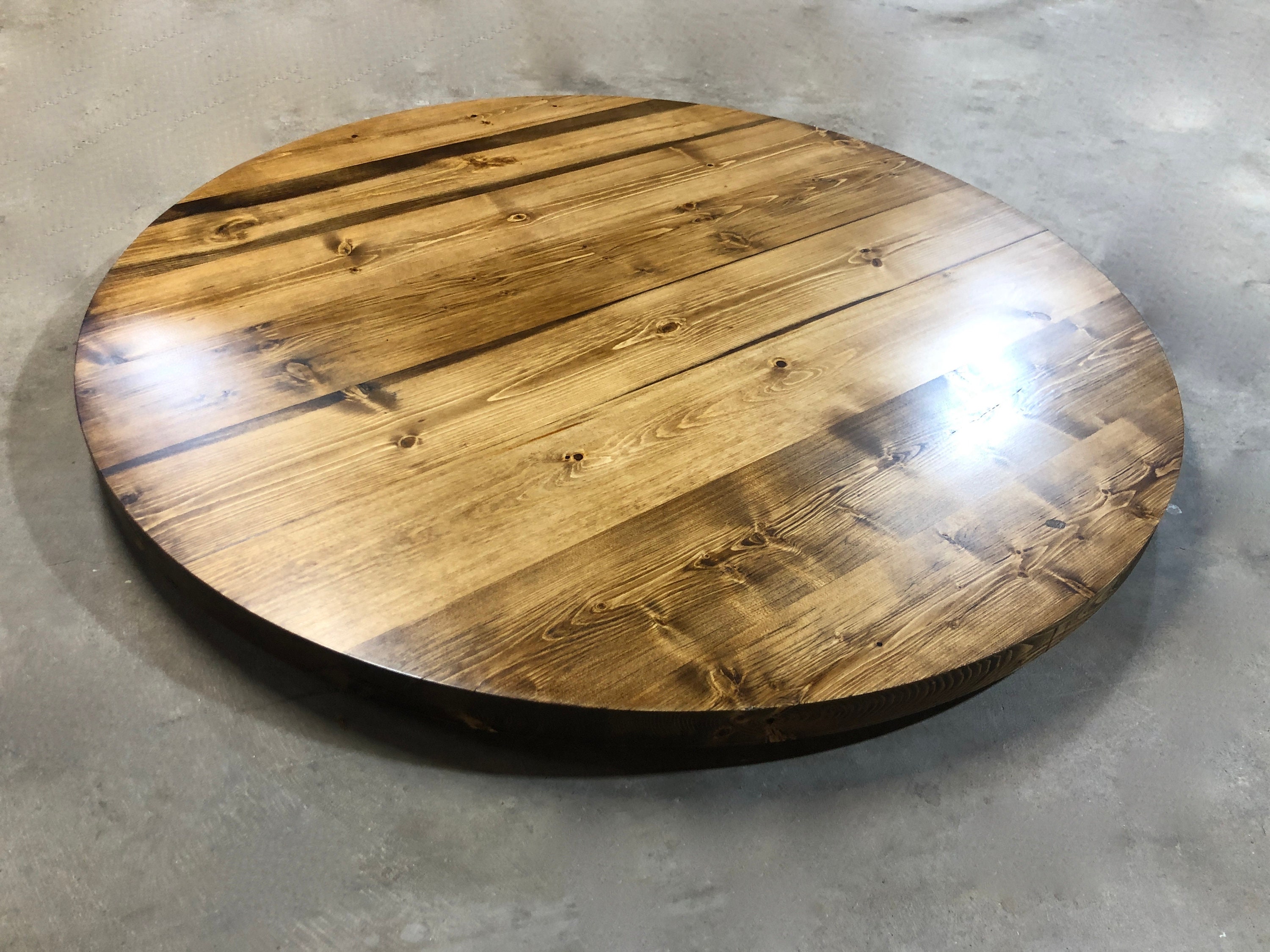 Rustic Handmade ROUND Wood Table Top MULTI SIZE Reclaimed Bar Etsy