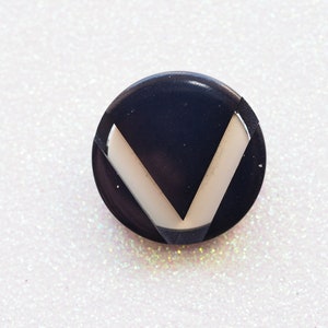 Dark Navy Blue and White Button, 25mm Chunky Shank Button, Handmade and Vintage from the 70s Button, Bespoke Designers Button, Haute Couture