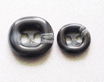 Black Grey Shades Resin Button, Chunky Two Holes Sewing Button, Solid Handmade Button for Mens Cardigans, Unique Vintage Decorative Button